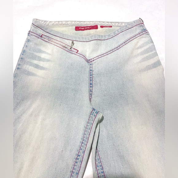 Miss Sixty Y2K Dionne Flared Light Blue Jeans Size 24 red stitching zipper - Picture 6 of 12